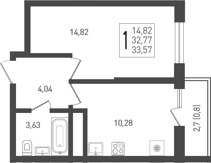 Продается 1-комн. квартира, 34.8 м²