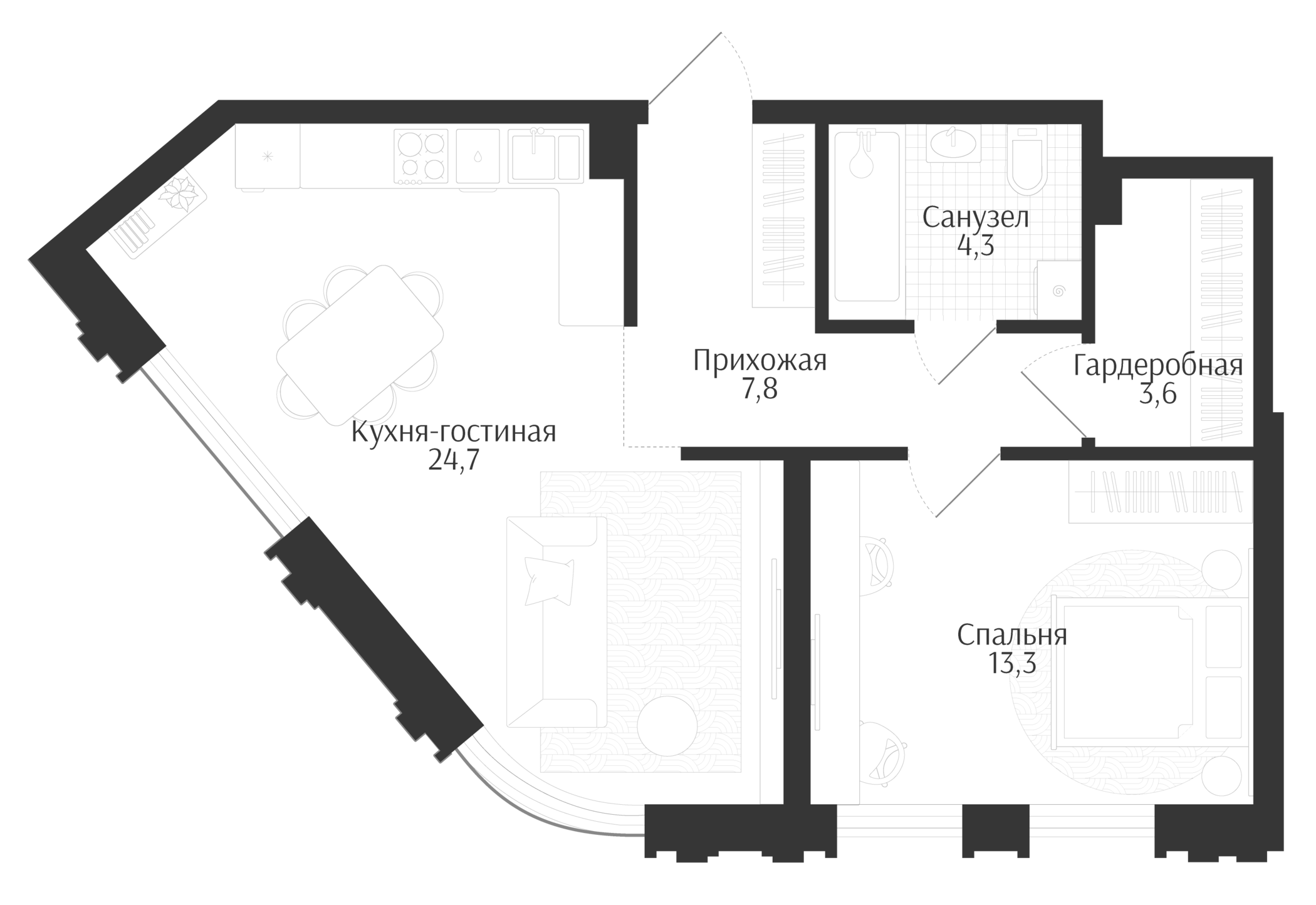 Продается 2-комн. квартира, 53.7 м²
