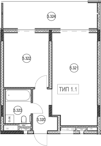 2-комн., 40.7 м², 3/7 этаж, ЖК «ГК Сан Гарден Хотел&СПА»
