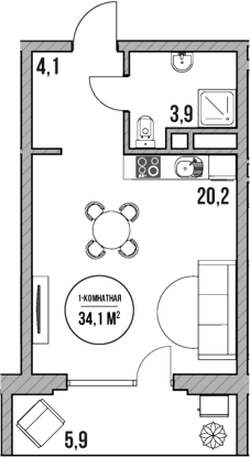 Студия, 28.2 м², 5/5 этаж, ЖК «МореТут»
