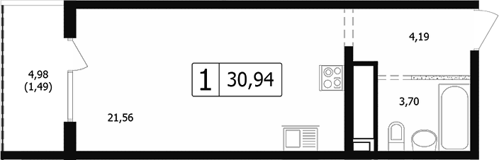Продается 1-комн. квартира, 28.11 м²