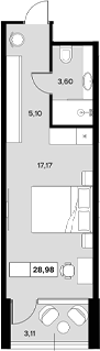 Студия, 25.87 м², 3/6 этаж, ЖК «Гостиничный комплекс Белые ночи»