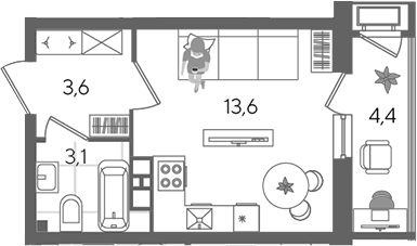 Студия, 20.3 м², 3/24 этаж, ЖК «Рекорд»