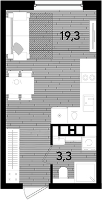 Студия, 22.6 м², 3/16 этаж, ЖК «DОГМА ПАРК»