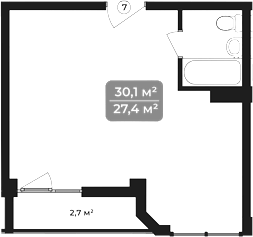 Объект, 30.1 м², 10/11 этаж, ЖК «Море»