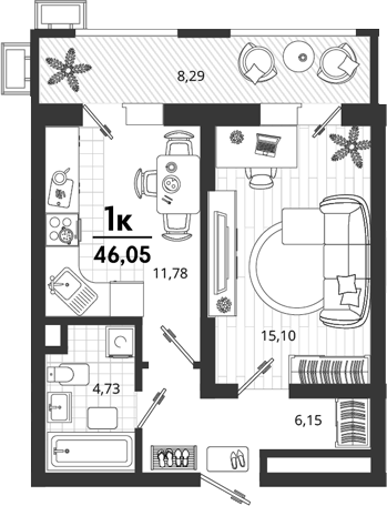 Продается 1-комн. квартира, 37.76 м²