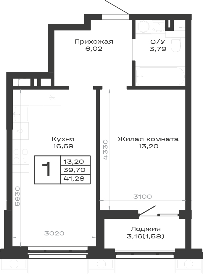 Продается 1-комн. квартира, 39.7 м²