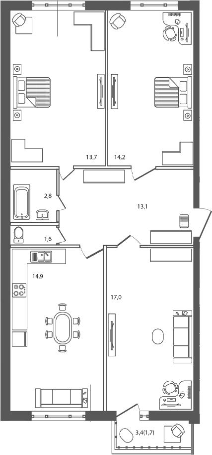 Продается 3-комн. квартира, 77.3 м²