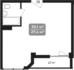 Объект, 30.1 м², 10/11 этаж, ЖК «Море»