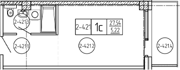Студия, 27.58 м², 4/9 этаж, ЖК «Лучи»