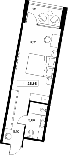 Студия, 25.87 м², 7/8 этаж, ЖК «Гостиничный комплекс Белые ночи»