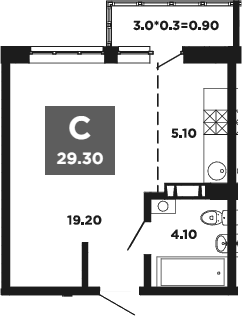 Студия, 28.3 м², 18/20 этаж, ЖК «НЕО-квартал Красная площадь»