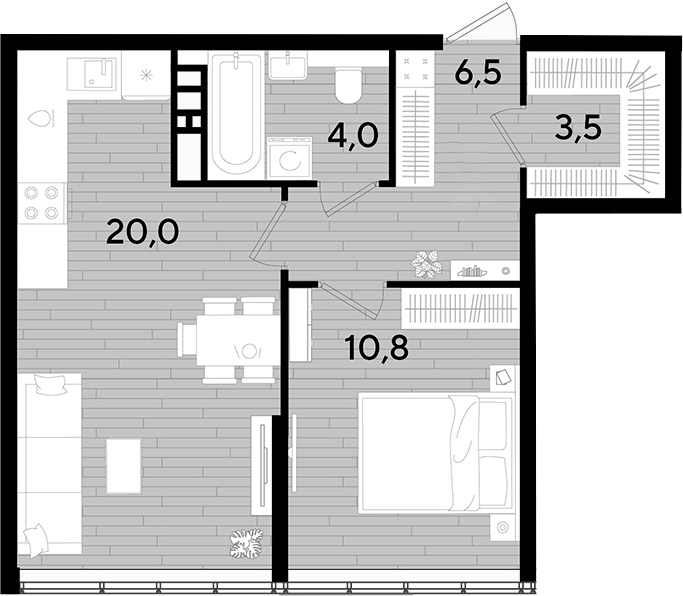 Продается 1-комн. квартира, 44.8 м²