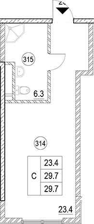 Студия, 29.7 м², 3/9 этаж, ЖК «Cosmos Park Hotel Macesta»