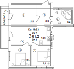 Продается 4-комн. квартира, 59.1 м²