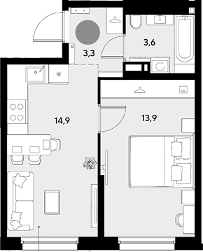 Продается 1-комн. квартира, 35.7 м²
