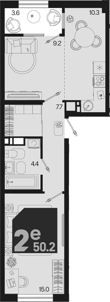Продается 2-комн. квартира, 46.6 м²