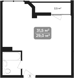 Объект, 31.5 м², 9/11 этаж, ЖК «Море»