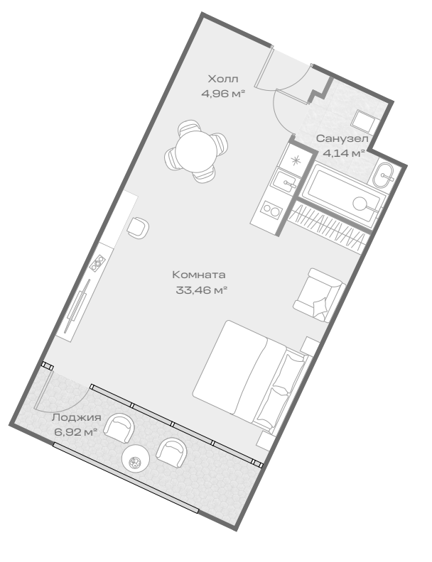 Студия, 42.47 м², 3/4 этаж, ЖК «Космос Селекшн Сочи Сиалия Резорт 5*»