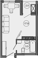 Студия, 21.3 м², 3/10 этаж, ЖК «Гостиничный комплекс GREENMONT»