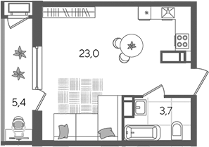 Студия, 26.7 м², 19/24 этаж, ЖК «Рекорд»