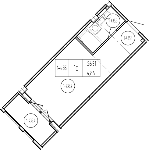 Студия, 26.51 м², 3/9 этаж, ЖК «Лучи»