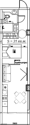 Объект, 31.5 м², 3/6 этаж, ЖК «Mirror»
