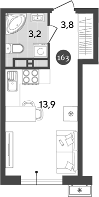 Студия, 20.9 м², 11/18 этаж, ЖК «Порто-Ново»
