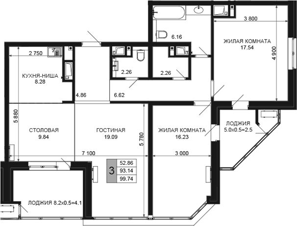 Продается 4-комн. квартира, 93.14 м²