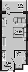 Студия, 30.4 м², 2/8 этаж, ЖК «Курортный отель Алеан Селект Агой»