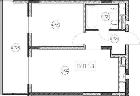 1-комн., 40.3 м², 7/9 этаж, ЖК «ГК Сан Гарден Хотел&СПА»