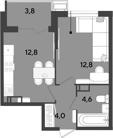 1-комн., 34.2 м², 16/18 этаж, ЖК «Парк Победы»
