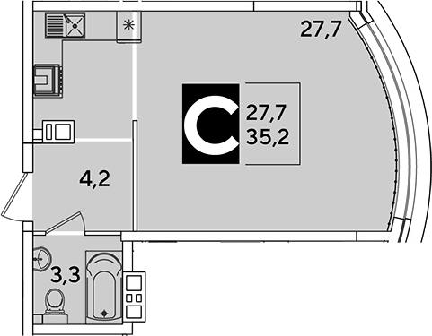 Продается 1-комн. квартира, 35.2 м²