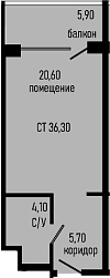 Студия, 30.4 м², 3/8 этаж, ЖК «Курортный отель Алеан Селект Агой»
