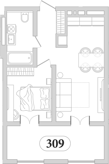 Продается 1-комн. квартира, 53.7 м²