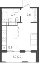Студия, 23.7 м², 20/24 этаж, ЖК «Все Свои VIP»