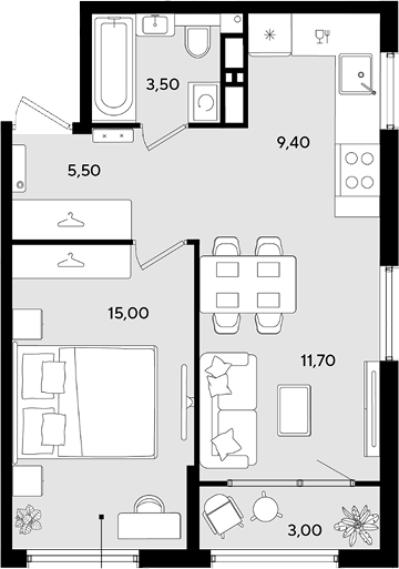 Продается 2-комн. квартира, 45.1 м²