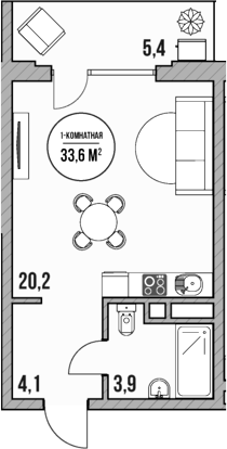 Студия, 28.2 м², 3/5 этаж, ЖК «МореТут»