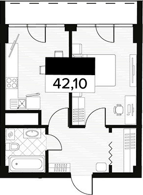 Объект, 42.1 м², 4/14 этаж, ЖК «Горизонт. AVA Сочи»
