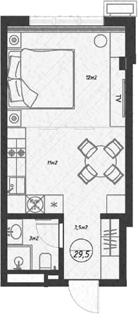 Студия, 29.5 м², 4/7 этаж, ЖК «Оливия»