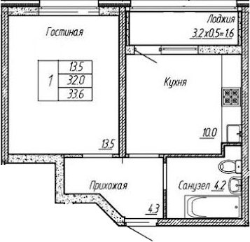 1-комн., 32 м², 2/18 этаж, ЖК «Архитектор. ГК ЮгСтройИнвест»