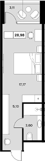 Студия, 25.87 м², 3/6 этаж, ЖК «Гостиничный комплекс Белые ночи»