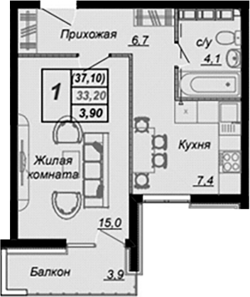 1-комн. Чайные Холмы