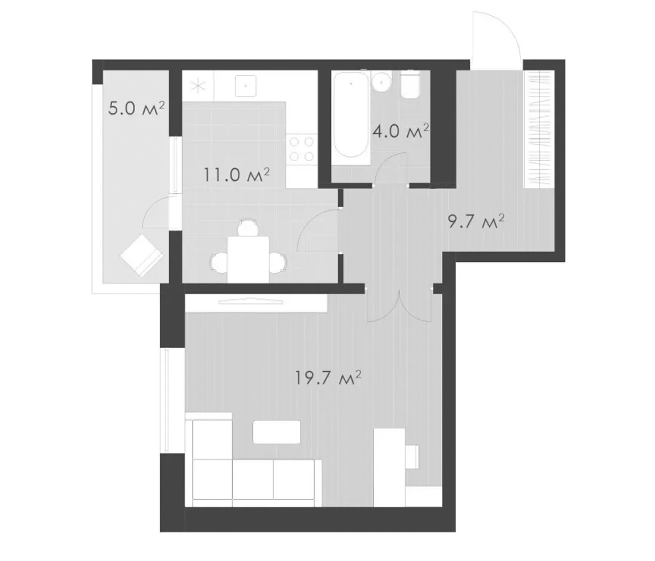 1-комн., 44.4 м², 4/20 этаж, ЖК «Выбор»
