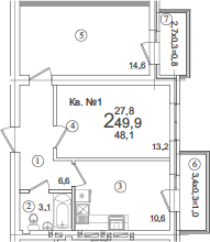 Продается 2-комн. квартира, 48.1 м²