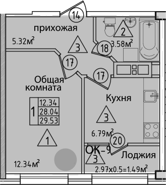 1-комн. Курганная