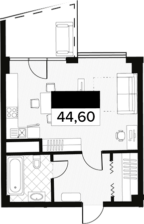 Объект, 44.6 м², 5/14 этаж, ЖК «Горизонт. AVA Сочи»