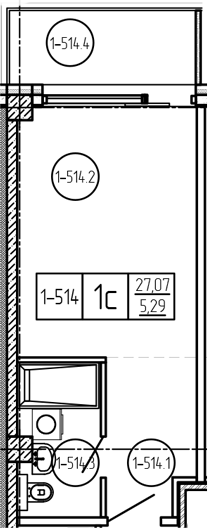 Студия, 27.51 м², 4/9 этаж, ЖК «Лучи»