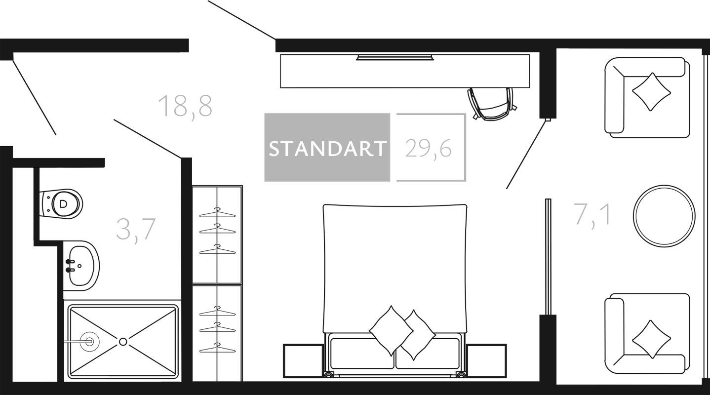 Студия, 22.5 м², 4/4 этаж, ЖК «Палаццо Де Агой»
