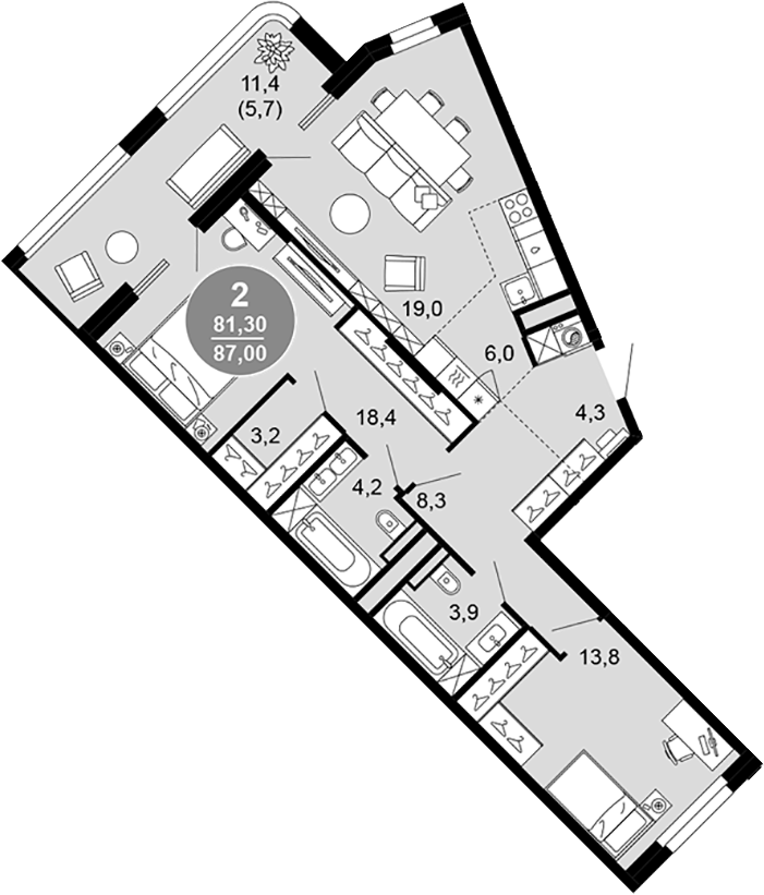 Продается 3-комн. квартира, 81.3 м²